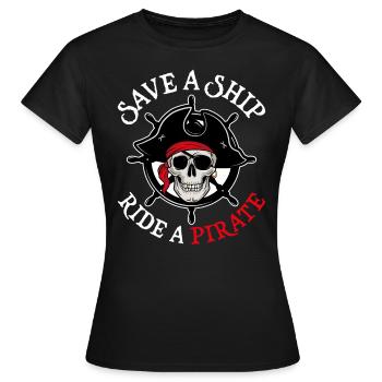 Sauvez une promenade en bateau Un pirate Aargh Capitaine de navire - T-shirt Femme - noir - Devant - AI Model Female 172 dark (172cm)