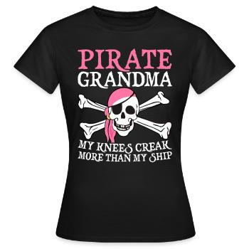 Meine Knie knarren mehr als mein Schiff Lustiger Pirat - Frauen T-Shirt - Schwarz - Vorne - AI Model Female 172 dark (172cm)