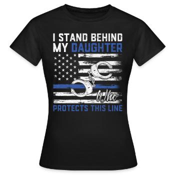 Polizist Tochter USA Flagge Strafverfolgung - Frauen T-Shirt - Schwarz - Vorne - AI Model Female 172 dark (172cm)