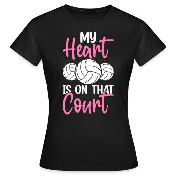 Mein Herz Ist Auf Diesem Platz Volleyball Lustige Beule - Frauen T-Shirt - Schwarz - Vorne - AI Model Female 172 dark (172cm)