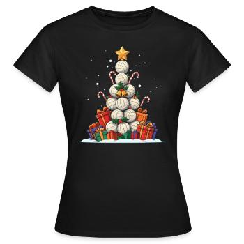 Volleyball Weihnachten Smash Lustiger Weihnachtsbaum Beule - Frauen T-Shirt - Schwarz - Vorne - AI Model Female 172 dark (172cm)