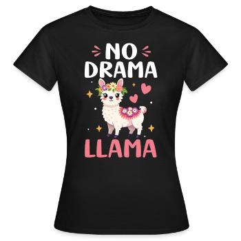 Kein Drama Lama Lustiges Lama Drama Free Zone Alpaka - Frauen T-Shirt - Schwarz - Vorne - AI Model Female 172 dark (172cm)