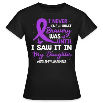 Je n’ai jamais su ce qu’était la bravoure du ruban violet - T-shirt Femme - noir - Devant - AI Model Female 172 dark (172cm)