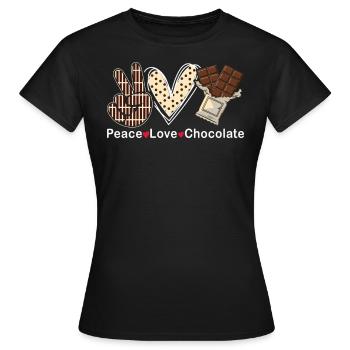 Peace Love Chocolat Choco Bonbons Confiserie - T-shirt Femme - noir - Devant - AI Model Female 172 dark (172cm)