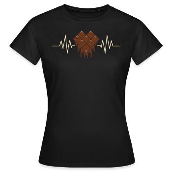 Chocolate Funny Heartbeat Choco Sweet Tooth Cocoa - Women's T-Shirt - black - Front - AI Model Female 172 dark (172cm)