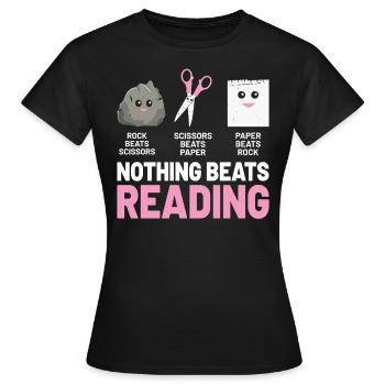 Rien ne vaut la lecture Rock Paper Scissors Drôle - T-shirt Femme - noir - Devant - AI Model Female 172 dark (172cm)