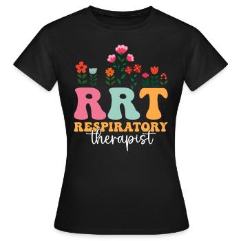 Atemtherapeut Boho Flowers Gesundheitswesen - Frauen T-Shirt - Schwarz - Vorne - AI Model Female 172 dark (172cm)