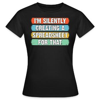 Ich erstelle im Stillen eine Tabelle für diese Daten - Frauen T-Shirt - Schwarz - Vorne - AI Model Female 172 dark (172cm)