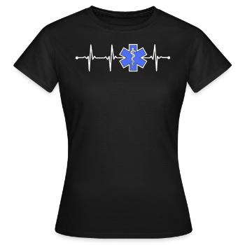 Rettungssanitäter, Heartbeat, Ersthelfer, Sanitäter - Frauen T-Shirt - Schwarz - Vorne - AI Model Female 172 dark (172cm)