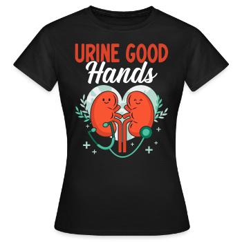 Urin Gute Hände Lustig Dialyse Nephrologie Niere - Frauen T-Shirt - Schwarz - Vorne - AI Model Female 172 dark (172cm)