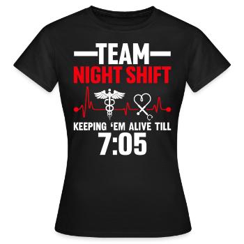 Team Nachtschicht Lustige Dialysetechnikerin Krankenschwester - Frauen T-Shirt - Schwarz - Vorne - AI Model Female 172 dark (172cm)