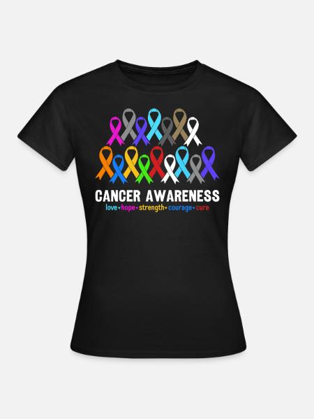 Cancer Awareness Color Ribbons Funny Cancer - Women's T-Shirt - black