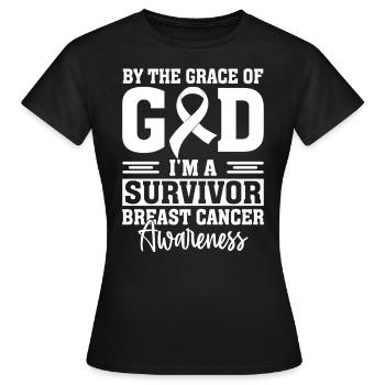 Par la grâce de Dieu, je suis un survivant Ruban rose - T-shirt Femme - noir - Devant - AI Model Female 172 dark (172cm)