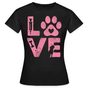 Love Funny Veterinary Medicine Pet Veterinarian - Women's T-Shirt - black - Front - AI Model Female 172 dark (172cm)