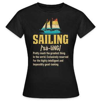 Lustige Segeln Meer Kapitän Retro Segelboot Kreuzfahrt - Frauen T-Shirt - Schwarz - Vorne - AI Model Female 172 dark (172cm)