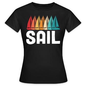 Voile dériveur voilier capitaine de mer Rétro drôle - T-shirt Femme - noir - Devant - AI Model Female 172 dark (172cm)