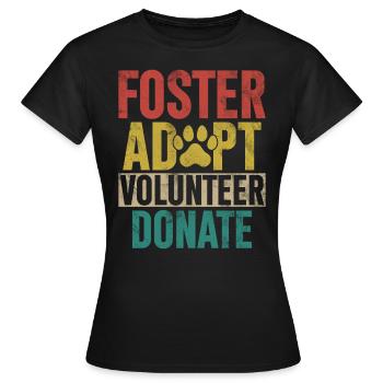 Foster Adopter Bénévole Faire un don Retro Foster Animal - T-shirt Femme - noir - Devant - AI Model Female 172 dark (172cm)