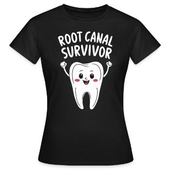 Wurzelkanal Überlebender Zahn Zahnarzt Funny Dental - Frauen T-Shirt - Schwarz - Vorne - AI Model Female 172 dark (172cm)