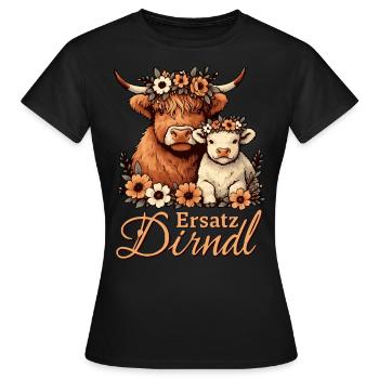 Ersatz Dirndl – Lustiges Volksfest Kuh Geschenk - Frauen T-Shirt - Schwarz - Vorne - AI Model Female 172 dark (172cm)