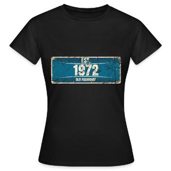 50. Geburtstag 1972 Nummernschild - Frauen T-Shirt - Schwarz - Vorne - AI Model Female 172 dark (172cm)