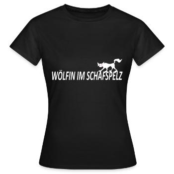 WÖLFIN IM SCHAFSPELZ, lustige Sprüche, Statement - Frauen T-Shirt - Schwarz - Vorne - AI Model Female 172 dark (172cm)