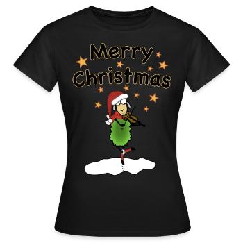 Merry Christmas Fiddle Violin - Women's T-Shirt - black - Front - AI Model Female 172 dark (172cm)