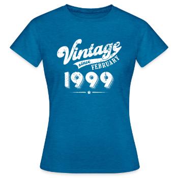 Vintage since February 1999 Geburtstag Geschenk - Frauen T-Shirt - Antikblaues Saphir meliert - Vorne - AI Model Female 172 dark (172cm)