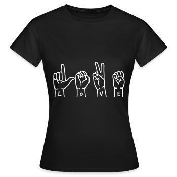 Amour de la langue des signes - T-shirt Femme - noir - Devant - AI Model Female 172 dark (172cm)