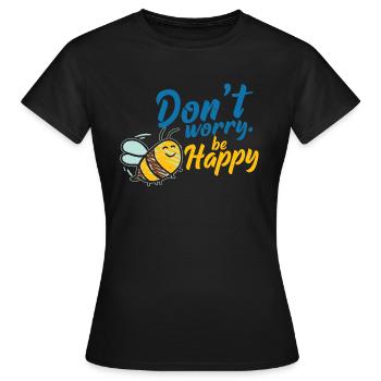 Ne t'en fais pas Be Happy Bee - T-shirt Femme - noir - Devant - AI Model Female 172 dark (172cm)