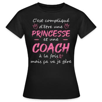 cadeau marrant princesse coach sportive sport - T-shirt Femme - noir - Devant - AI Model Female 172 dark (172cm)