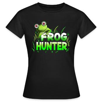 Kröten Fröschen Kaulquappe Frog Hunter Kindershirt - Frauen T-Shirt - Schwarz - Vorne - AI Model Female 172 dark (172cm)