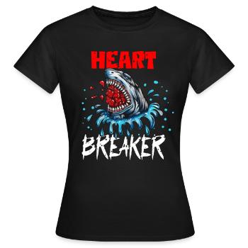 Shark Fish Valentine's Day Heartbreaker Heartbreaker - Women's T-Shirt - black - Front - AI Model Female 172 dark (172cm)