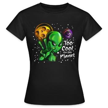 All Alien zeigt Peace Spruch zu Cool für Planet - Frauen T-Shirt - Schwarz - Vorne - AI Model Female 172 dark (172cm)