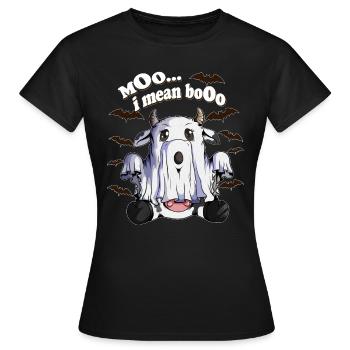 Funny Geister Gespenst Kuh Kühe Halloween Kinder - Frauen T-Shirt - Schwarz - Vorne - AI Model Female 172 dark (172cm)