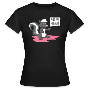Pull My Finger Stinktier Zieh am Finger Furzen - Frauen T-Shirt - Schwarz - Vorne - AI Model Female 172 dark (172cm)