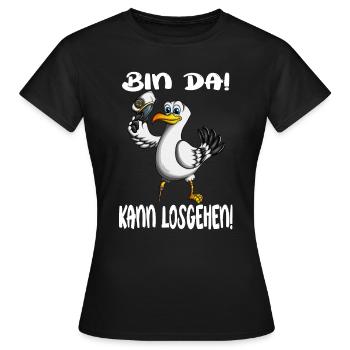 Möwe sagt bin da kann losgehen Nordsee Ostsee - Frauen T-Shirt - Schwarz - Vorne - AI Model Female 172 dark (172cm)