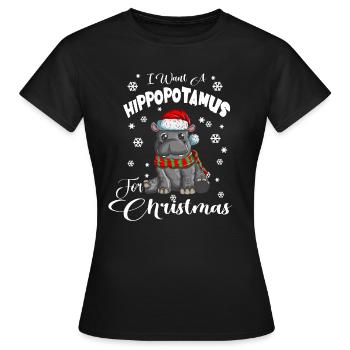 Süßes Nilpferd an Weihnachten lustiger Mathespruch - Frauen T-Shirt - Schwarz - Vorne - AI Model Female 172 dark (172cm)