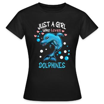 Mammifère marin dauphin Fille qui aime les dauphins - T-shirt Femme - noir - Devant - AI Model Female 172 dark (172cm)