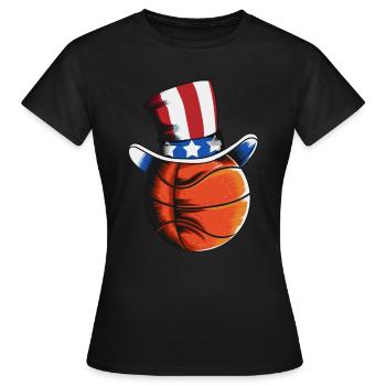 Lustige Basketball Amerika Flagge Basketallspieler - Frauen T-Shirt - Schwarz - Vorne - AI Model Female 172 dark (172cm)