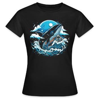 Space Whale Imagination - Women's T-Shirt - black - Front - AI Model Female 172 dark (172cm)