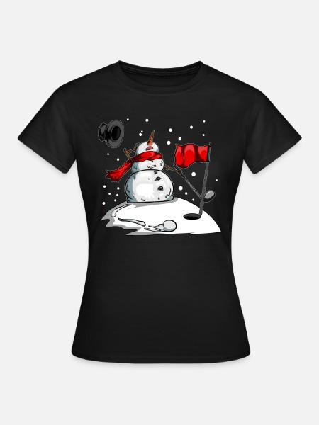 Schneemann Golf Kleidung Golf im Winter Golfball - Frauen T-Shirt - Schwarz