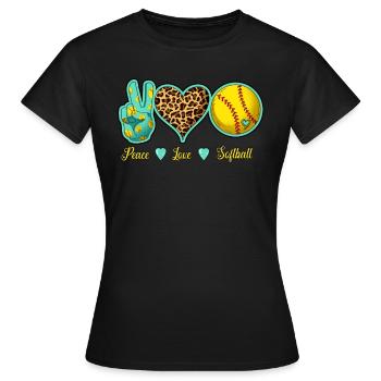 Liebe für Softball, Frieden Liebe Softball Graphik - Frauen T-Shirt - Schwarz - Vorne - AI Model Female 172 dark (172cm)