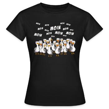 Une volée de mouettes salue en bas-allemand Moin Norden - T-shirt Femme - noir - Devant - AI Model Female 172 dark (172cm)