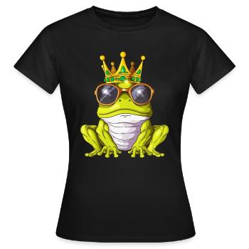 Cooler Froschkönig Royalty Kröten König Krone - Frauen T-Shirt - Schwarz - Vorne - AI Model Female 172 dark (172cm)