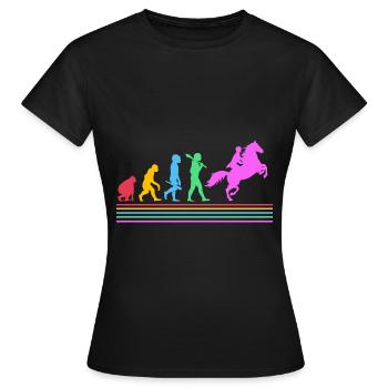 Évolution des courses de chevaux - T-shirt Femme - noir - Devant - AI Model Female 172 dark (172cm)