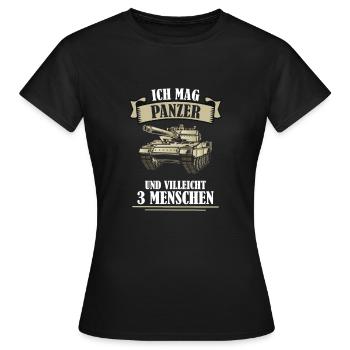 Ich mag Panzer und villeicht 3 Menschen - Frauen T-Shirt - Schwarz - Vorne - AI Model Female 172 dark (172cm)