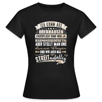 Oberhausener sind harmoniebedürftig NRW - Frauen T-Shirt - Schwarz - Vorne - AI Model Female 172 dark (172cm)