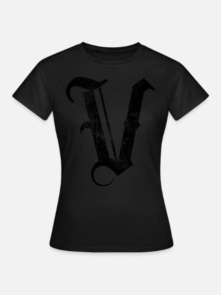Tshirt alphabet initial V - T-shirt Femme - noir