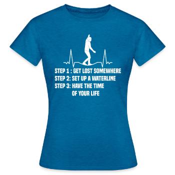 Slackline - Frauen T-Shirt - Antikblaues Saphir meliert - Vorne - AI Model Female 172 dark (172cm)
