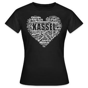 KASSEL - Frauen T-Shirt - Schwarz - Vorne - AI Model Female 172 dark (172cm)